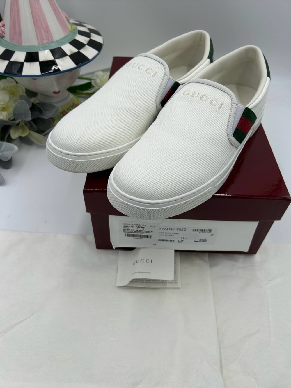 Men’s Gucci white canvas ace slip on sneakers sz 11.5 fits 12.5US made in Italy - Picture 13 of 13